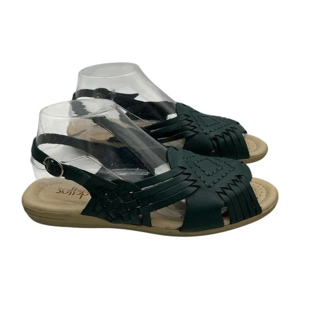 Softspots Tela Women's Slingback Huarache Sandals Navy Blue Leather 9SS Open Toe